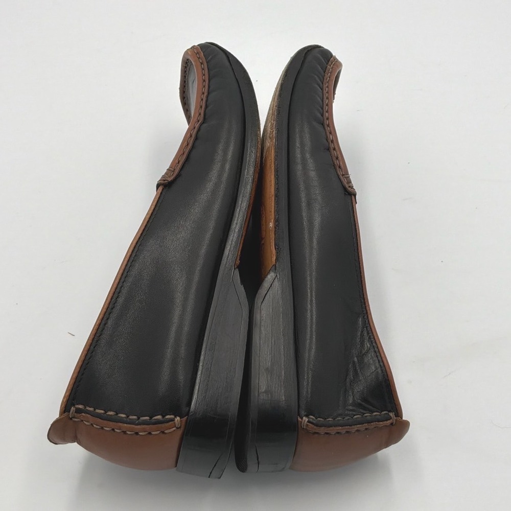 F. by Faconnable Black Brown Leather Loafers Square‎ Moc Toe Shoes Size 37 - Picture 9 of 11